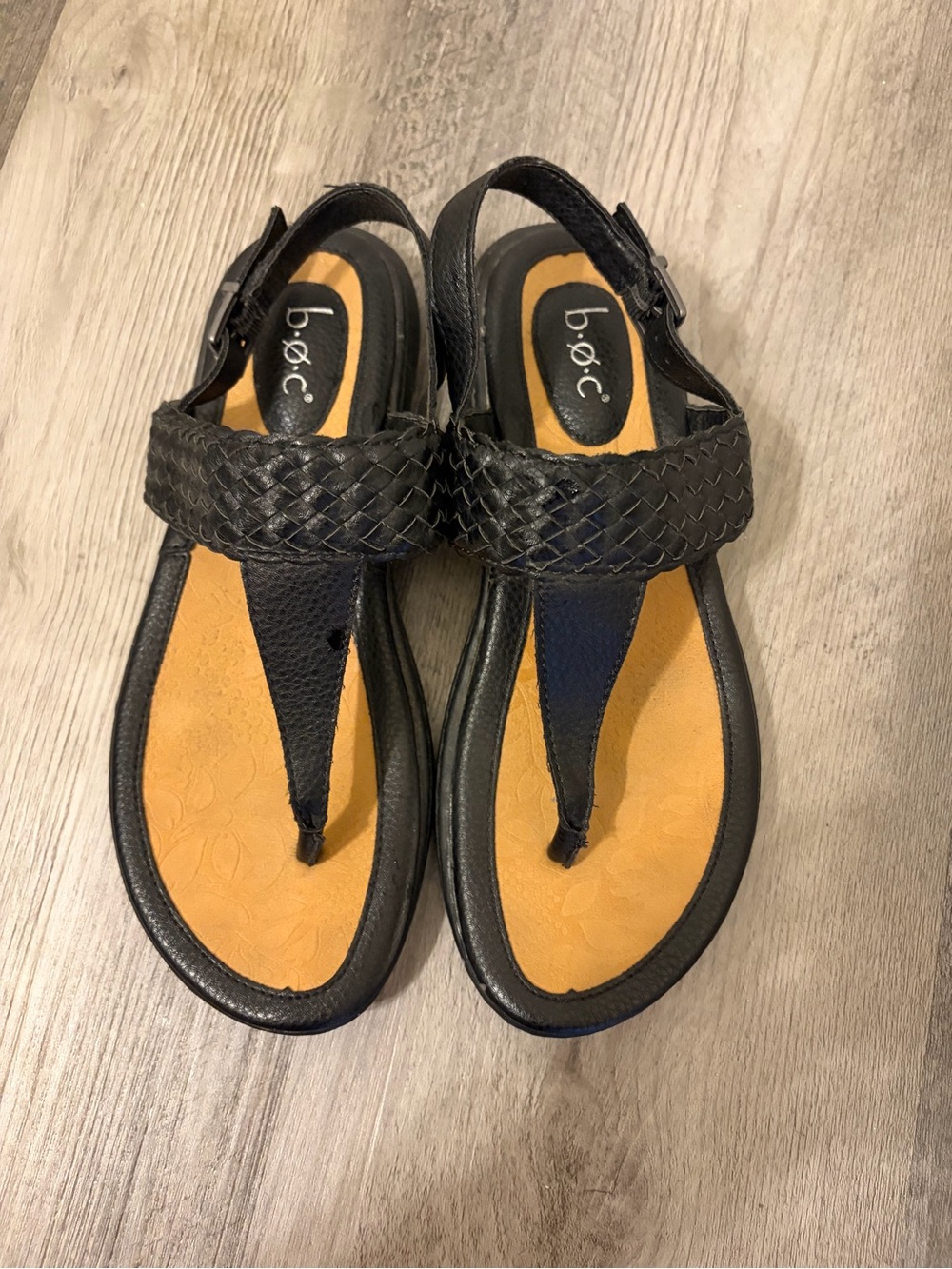 B.O.C Black Woven Thong Sandals Size 7